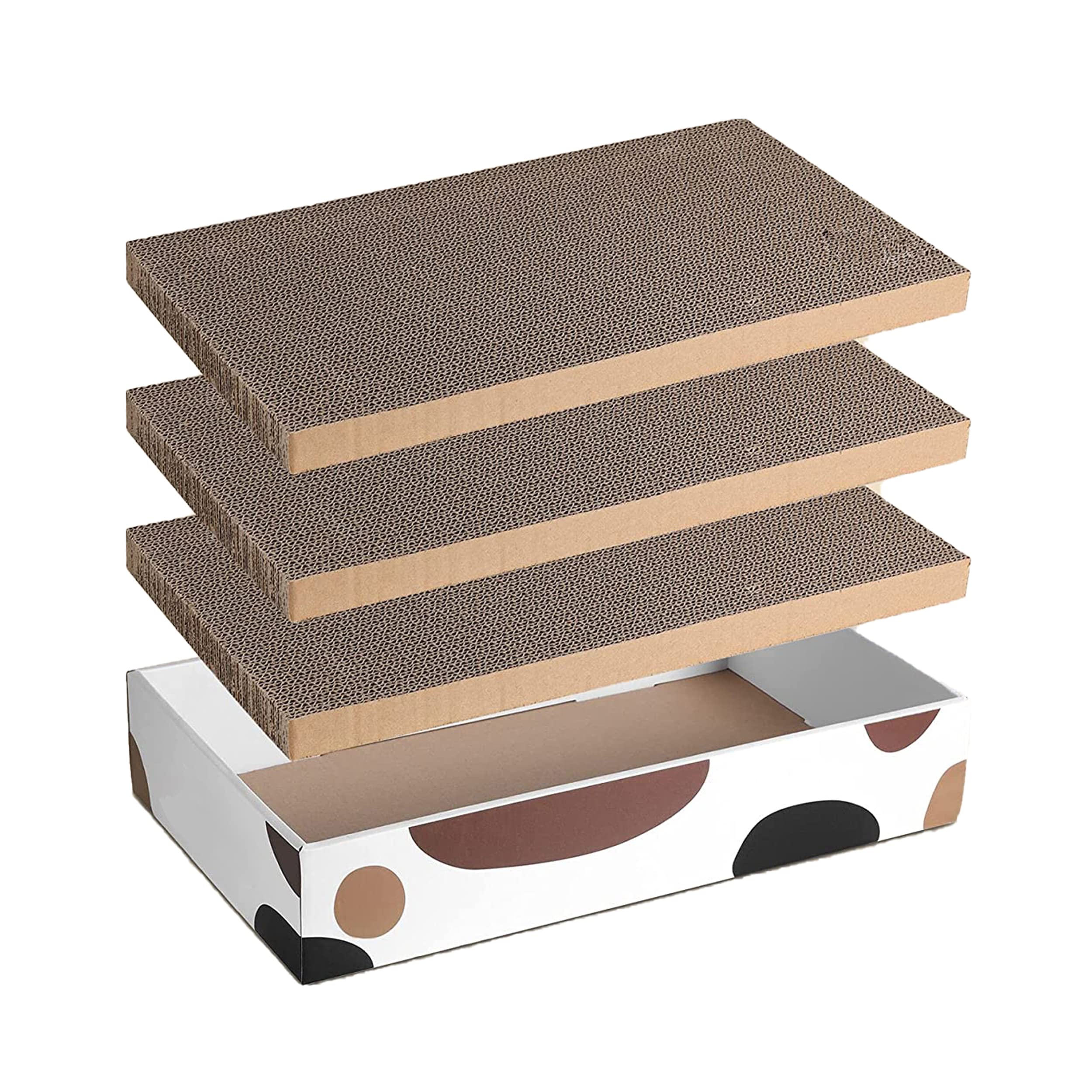 3 Packs Cat Scratcher Pad with Cat Box,Durable Cat Scratcher Cardboard Refill,3 in 1 Recyclable Cardboard Cat House Suitable for Cats to Rest,Grind Claws and Play,Reversible Scratch Box 17"x10"