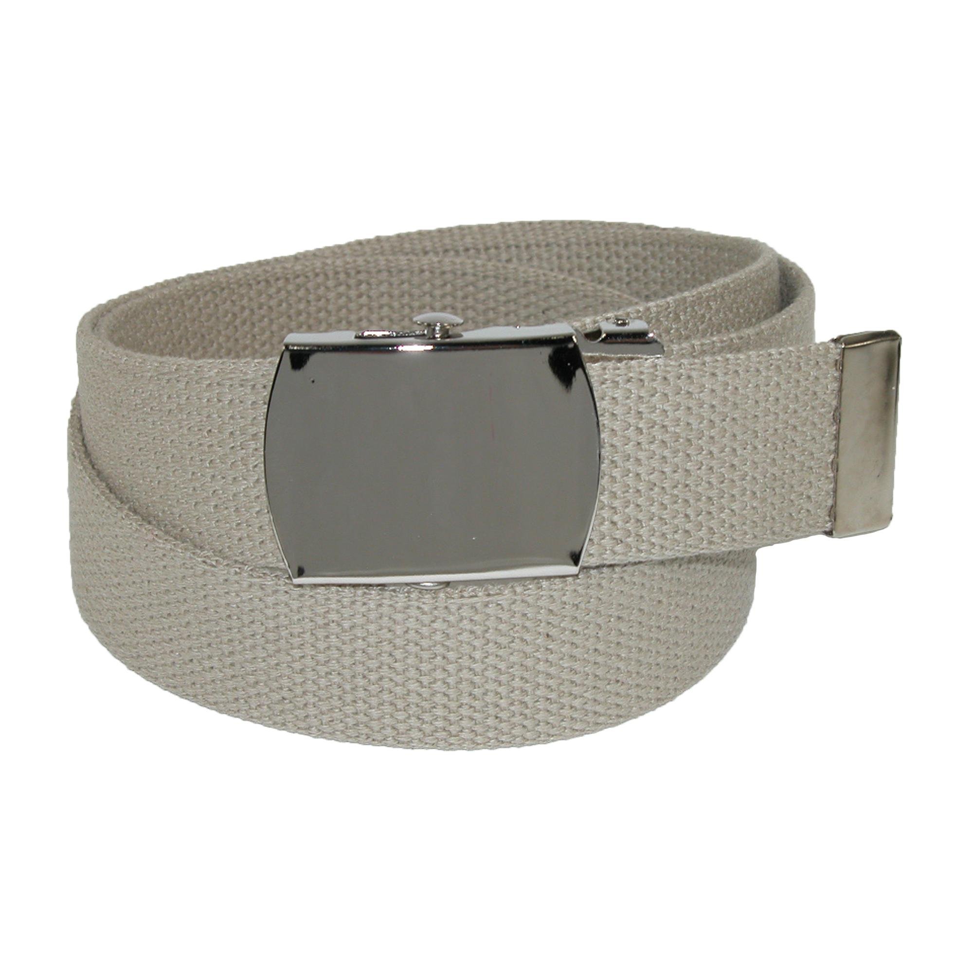 CTM Cotton Adjustable Belt with Nickel Buckle, Khaki