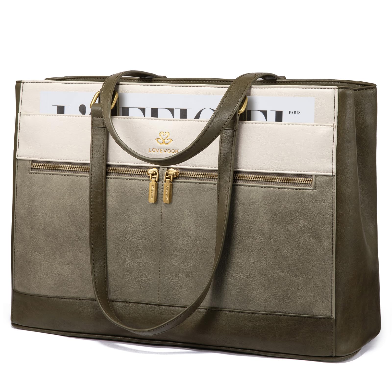 LOVEVOOK Handtasche Damen Groß, 15,6 Zoll Laptoptasche Retro-Leder Arbeitstasche Aktentasche, Leicht Shopper Tasche Elegant Lehrertasche Bürotasche, Laptop Tote Bag Handbags für Uni Büro Business