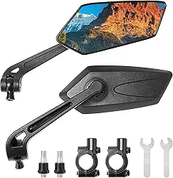 EcoE Novo espelho de guidão para bicicleta, espelho retrovisor giratório ajustável, espelho de vidro transparente dobrável seguro para bicicleta de estrada de montanha, bicicleta, motocicleta elétrica