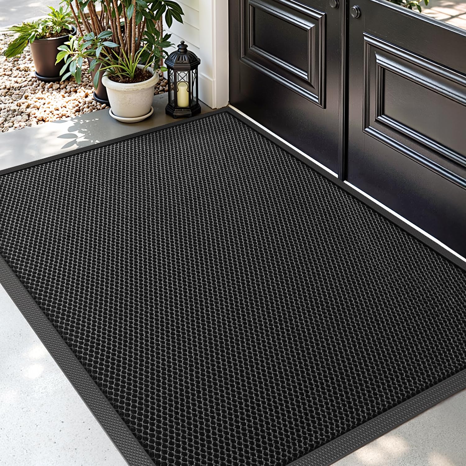 DEXI Door Mat 90 x 150 cm, Non-slip Dirt Trapper Doormats Outside, Quick-Dry & Heavy-Duty Outdoor Floor Mats for Entrance, Patio, Garden, Black โ image 1