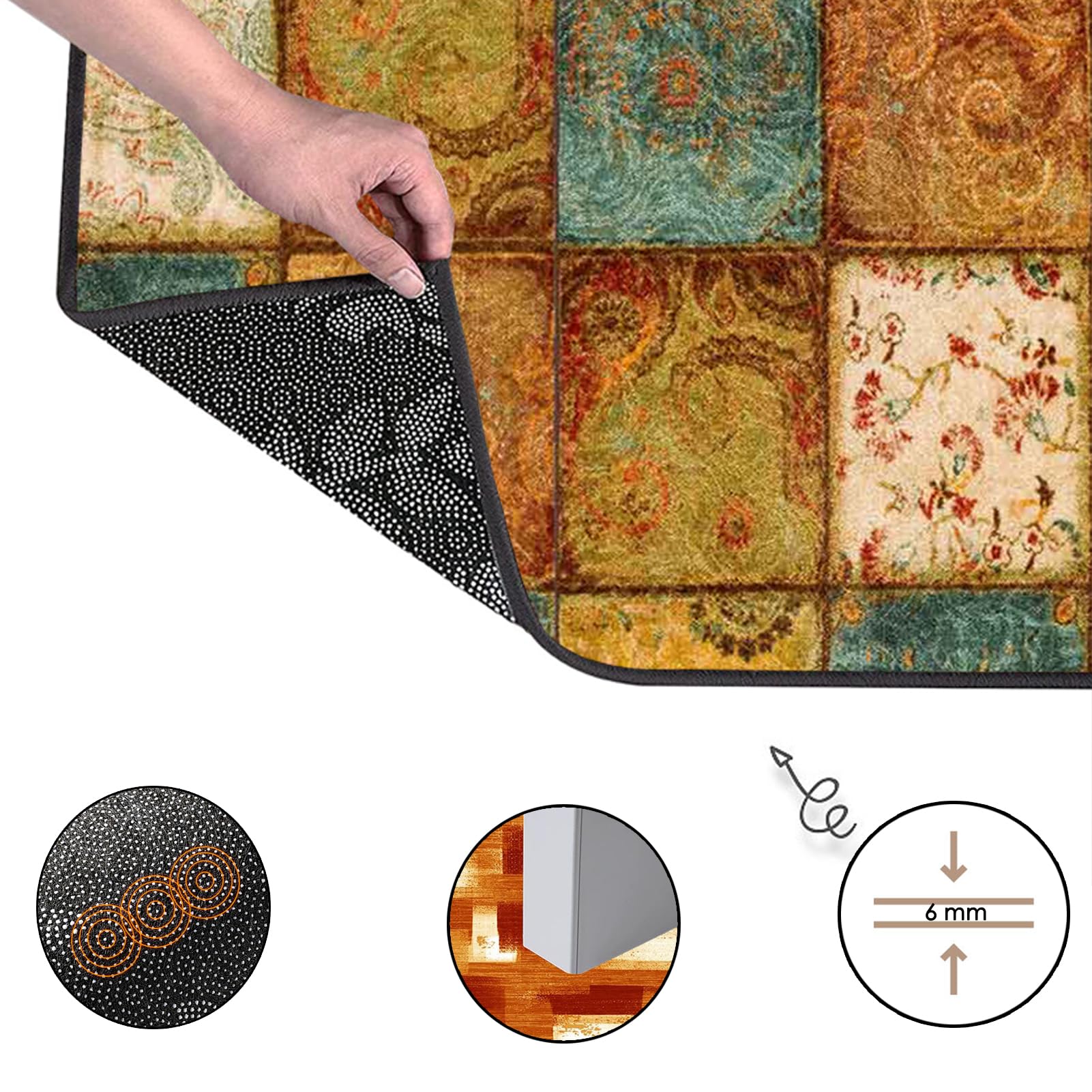 Tappeto Passatoia Corridoio 100 x 220 cm Antiscivolo Tappeto per Cucina Tappeto Ingresso Interno Lungo Tappeto Passatoia Corridoio Lungo per Corridoio Salotto Camera da Letto Bagno
