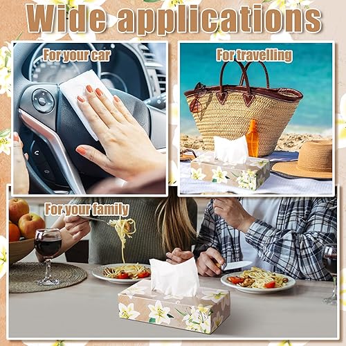 Miniatura 7 de 12 paquetes de 1560 hojas de pañuelos faciales, caja suave, pañuelos faciales, cajas de lirios de acuarela, 2 capas, 130 hojas cada caja, pañuelos