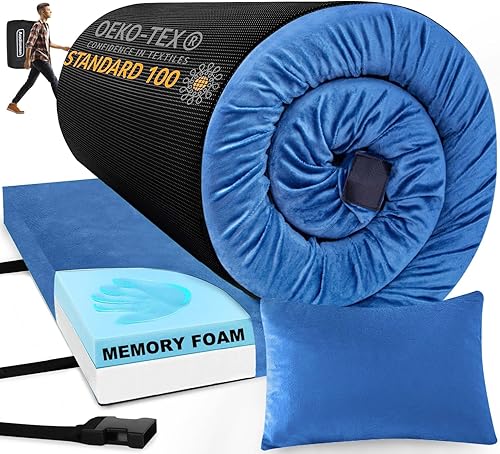 Miniatura 8 de Aodisman Aodisman - Colchón de espuma viscoelástica para acampar, colchón enrollable portátil impermeable de 3 pulgadas de grosor, para automóvil,