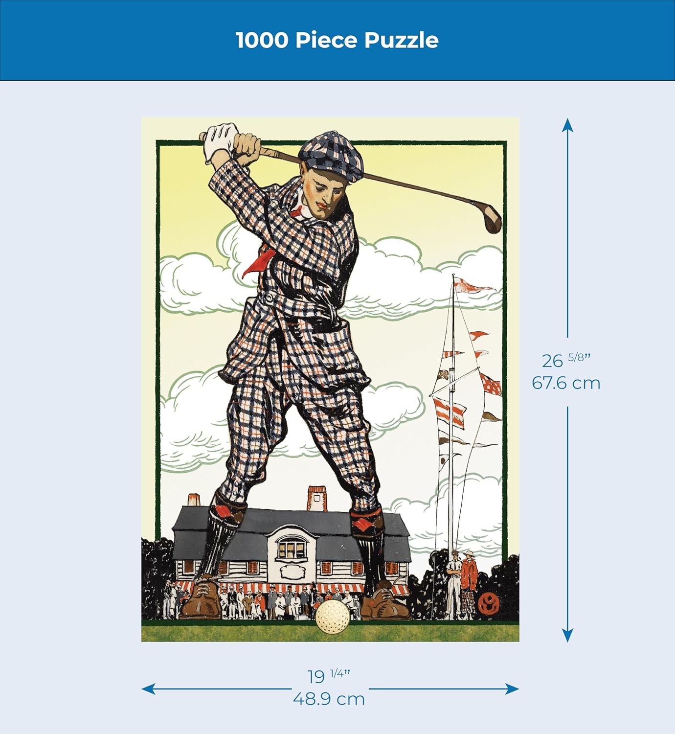 New York Puzzle Company - Vintage Images Teeing up - 1000 Piece Jigsaw Puzzle for Family Game Nights by Edward Penfield