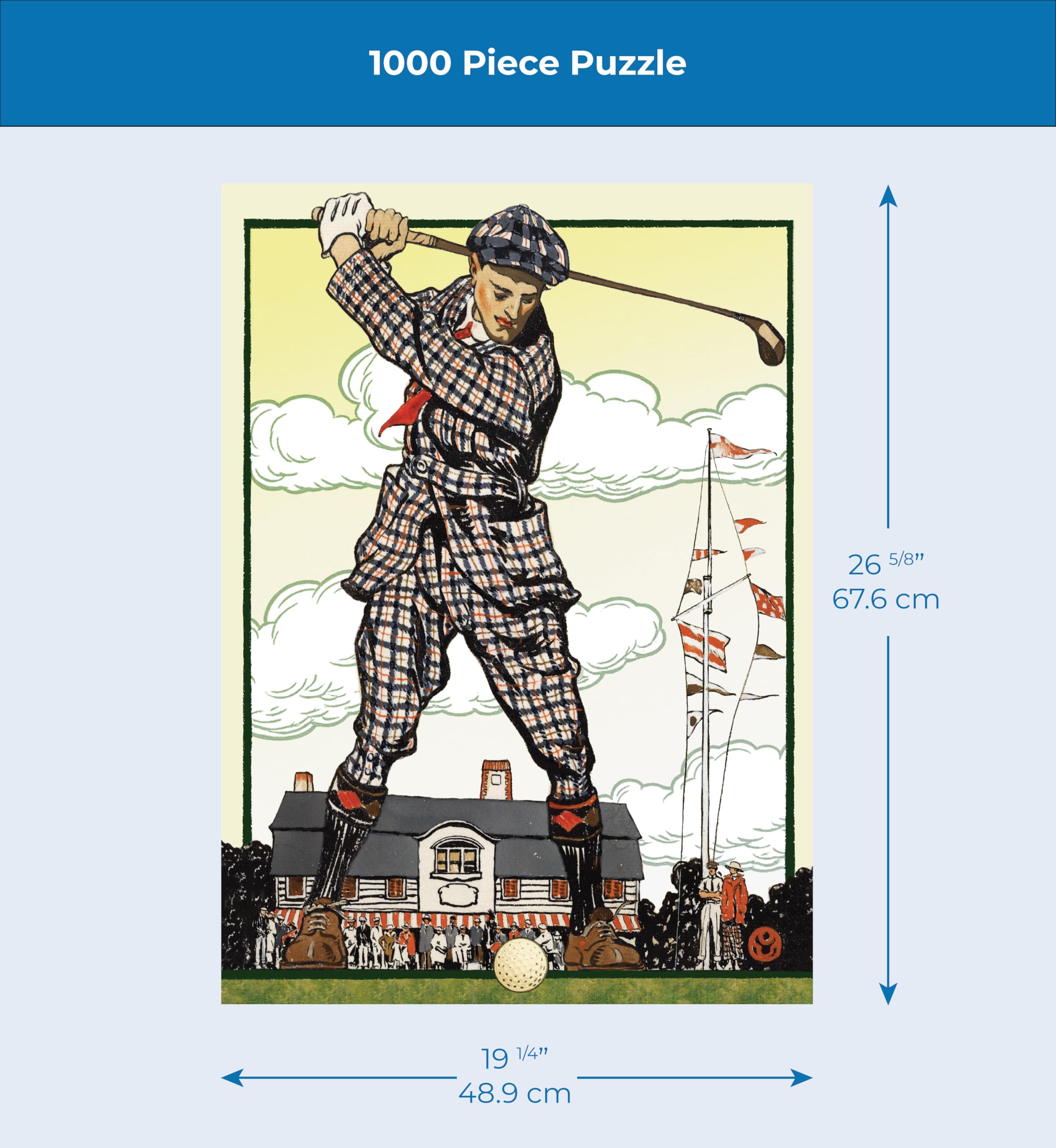New York Puzzle Company - Images vintage Teeing up – Puzzle de 1000 pièces pour les soirées de jeu en famille par Edward Penfield