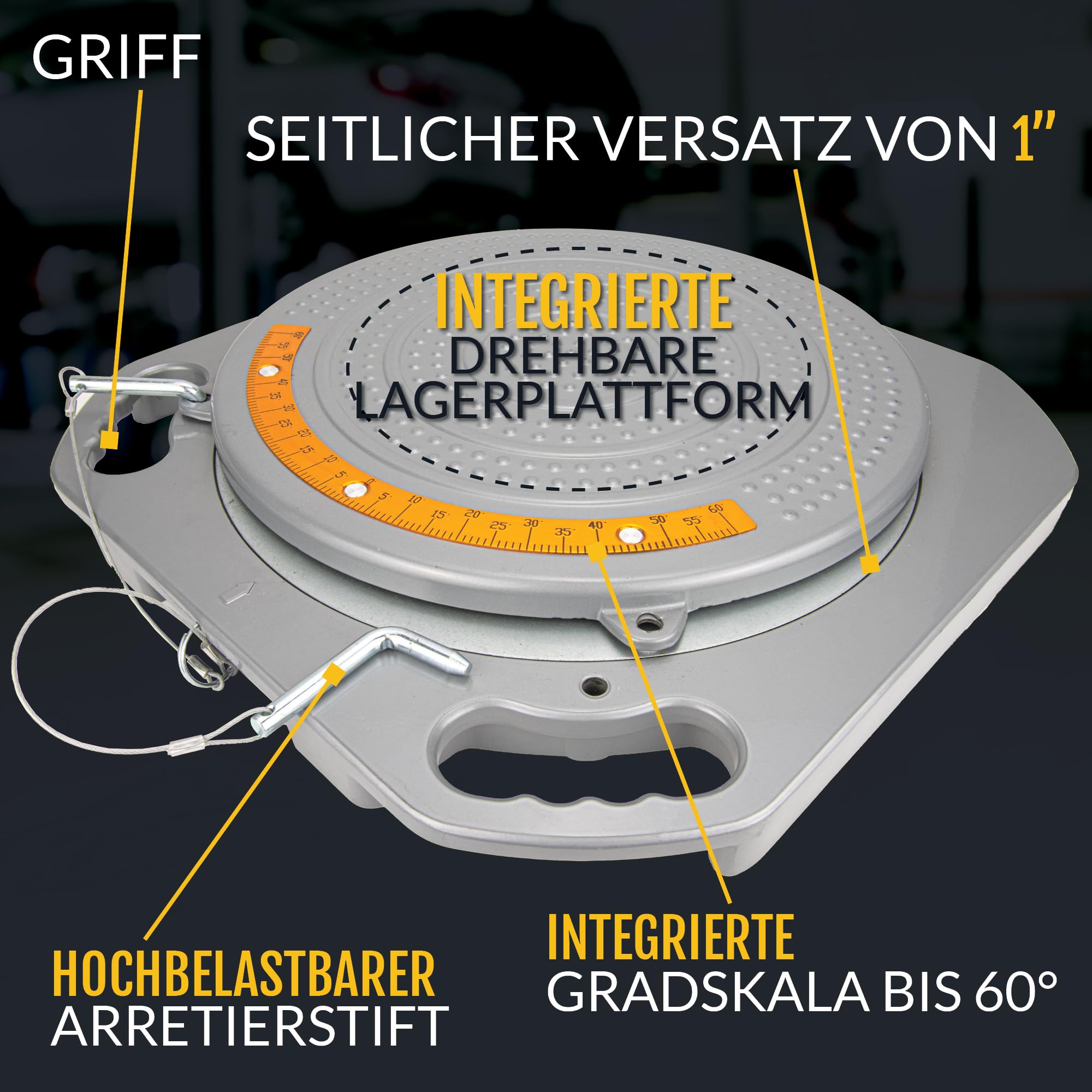 AutoSolo Drehteller für die Achsvermessung - 4 Tonnen Tragkraft, Messingskala-Drehplatten für die DIY-Vorderachsvermessung mit Bonuszubehör (Ein Paar)