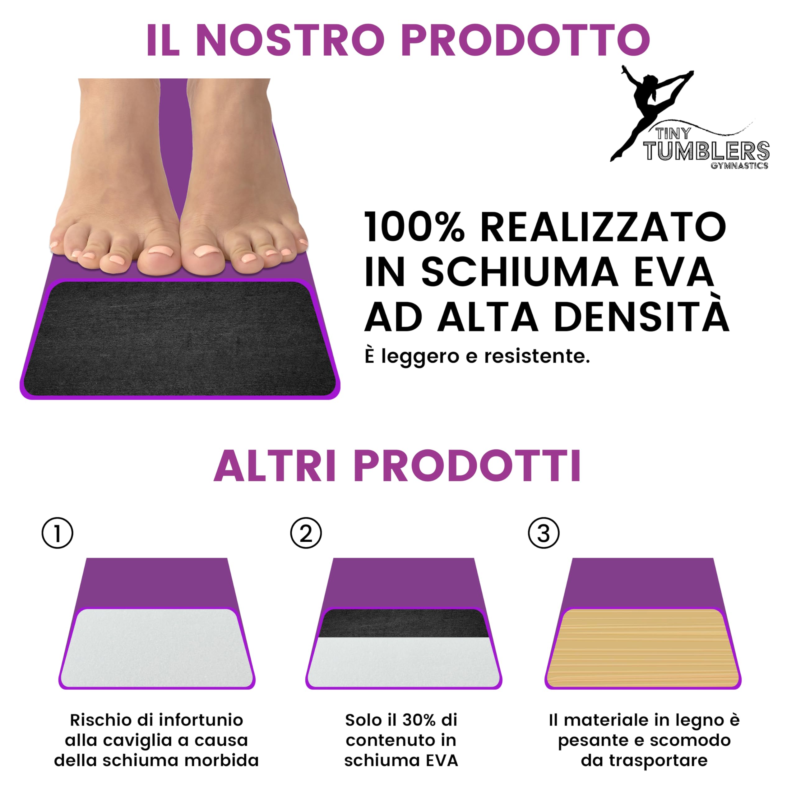 Trave ginnastica artistica per casa - 210/240/270/300 - Incredibile attrezzatura per l'equilibrio per i bambini a casa - Finta pelle scamosciata, schiuma EVA ad alta densità - cinghie per il trasporto