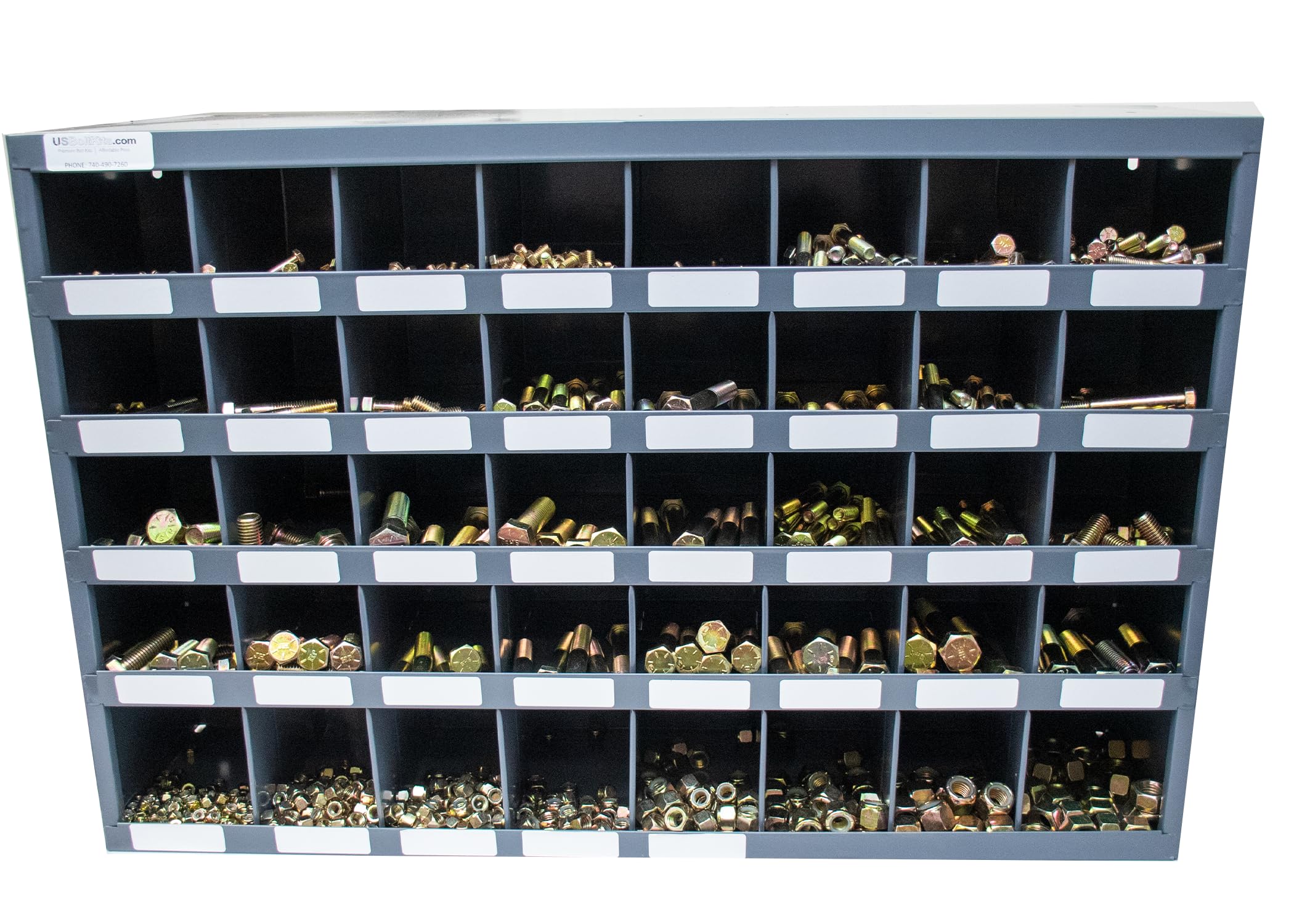 2510 Piece Fine Thread SAE Grade 8 Bolt, Nut, and Washer Assortment with 40 Hole Bin