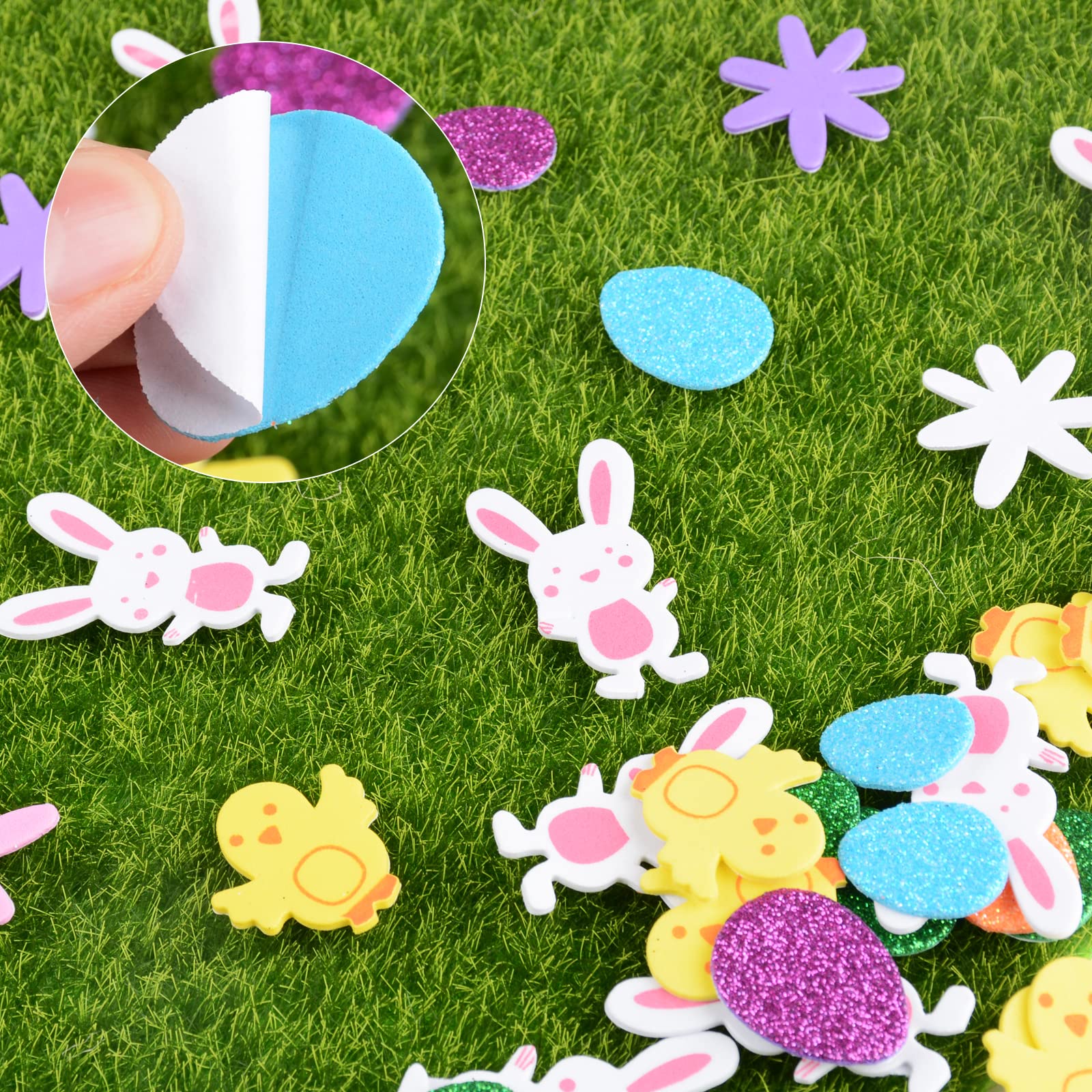 160 stuks schuimrubberen stickers Pasen schuimrubber stickers glitter paasei konijnen scrapbooking knutselen paasdecoratie paascadeau voor Pasen verjaardag feest