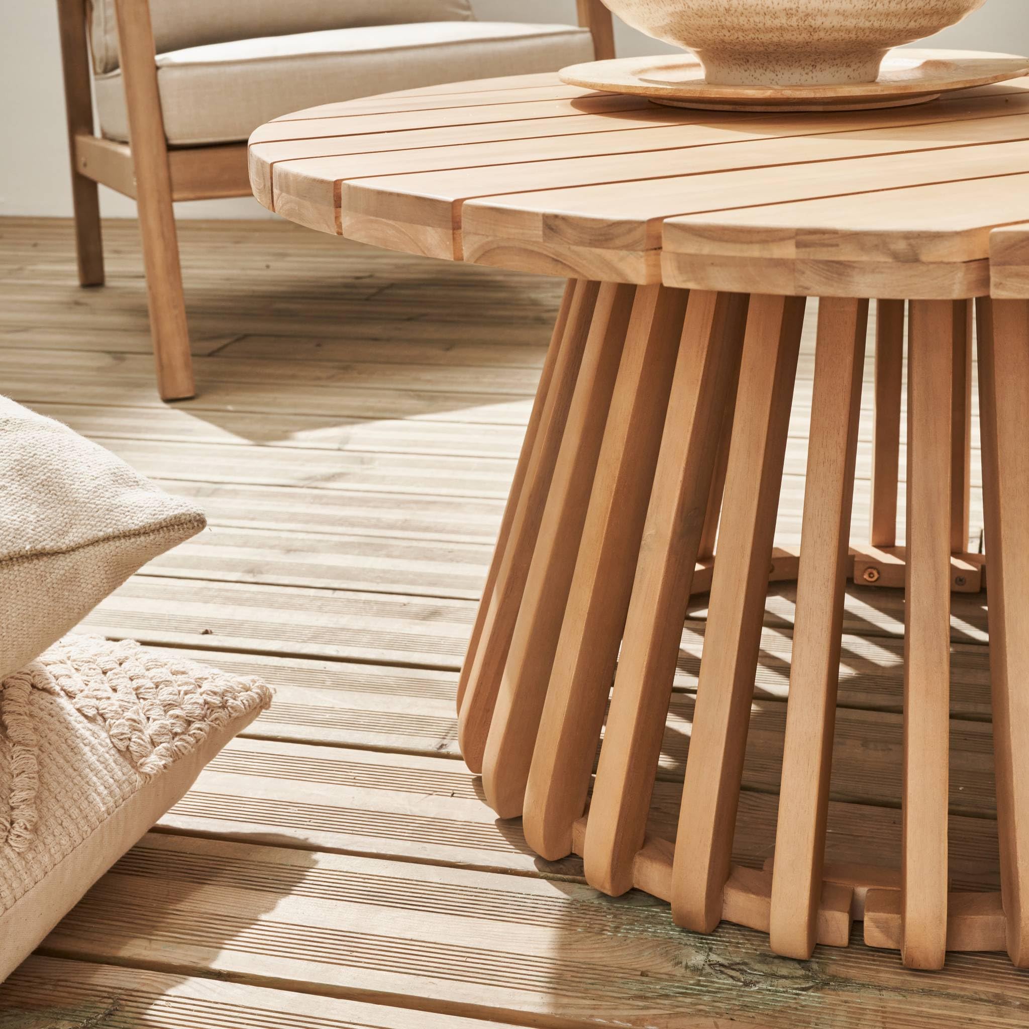 sweeek - Table Basse de Jardin Ronde en Bois d'acacia. intérieur/extérieur Ø80cm