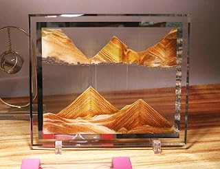 YAIHE Sand landscape by flowing sand Dynamic Sand Picture Moving Sandscape Picture Moving 3D Art Sand Desktop Art Sand in Motion (Yellow, 13.1 Inch)