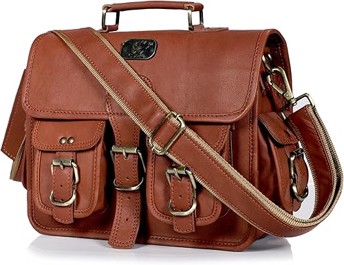 cuero Bolsa de mensajero de cuero para hombres y mujeres, 12 pulgadas para laptop, bolsa cruzada de cuero vintage hecha a mano, unisex, maletín de