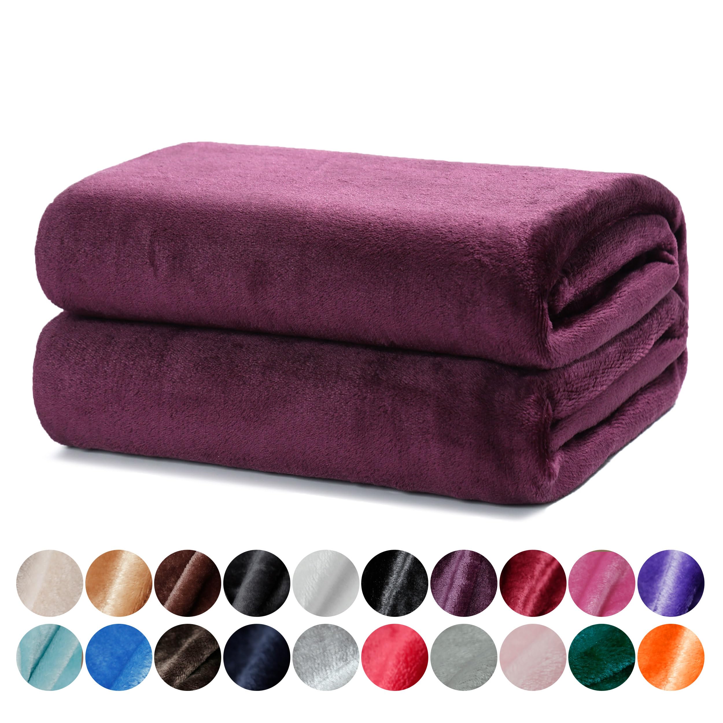 DALINA Textil - Manta para Sofá pequeña 130x160cm - Manta Terciopelo - Manta Ligera Franela para Sofá, Cama, Viaje, Sala de Estar (Morado)