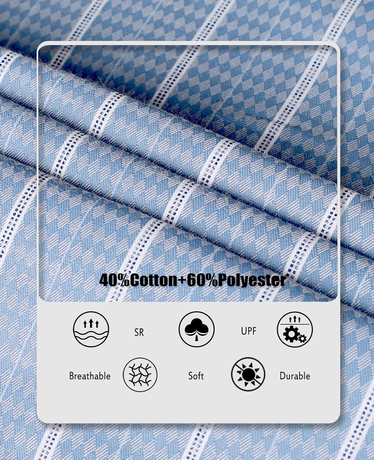 Men's Striped Button Down Shirts Bowling Short Sleeve Textured Vintage Casual Loose Fit Casual Work Dress Shirt - Image 5