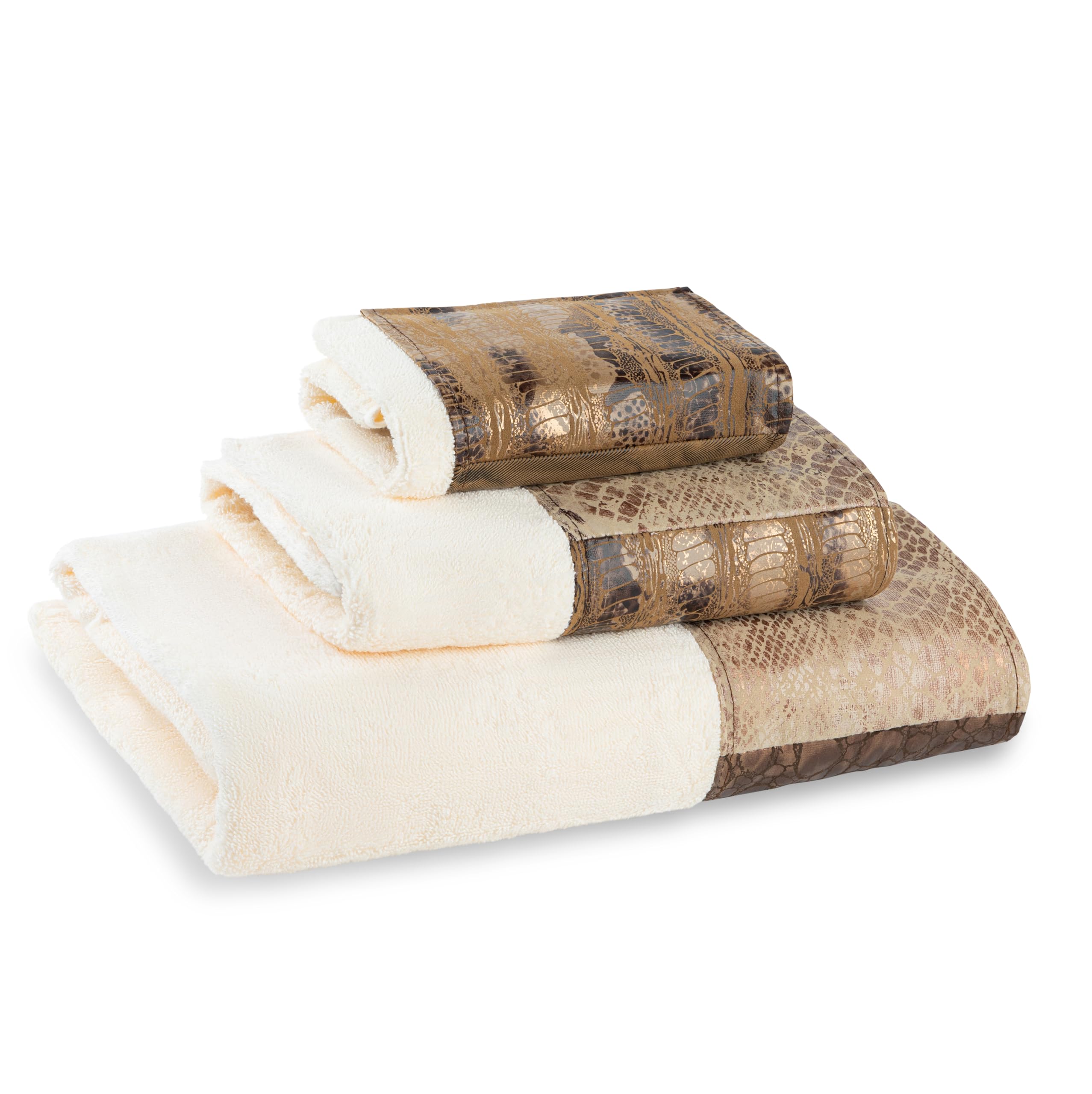 Zahari Home Zambia Animal Print Bath Towel Set - 3 Piece Bath, Hand and Wash Towels. Luxury Contemporary Bath Ensemble