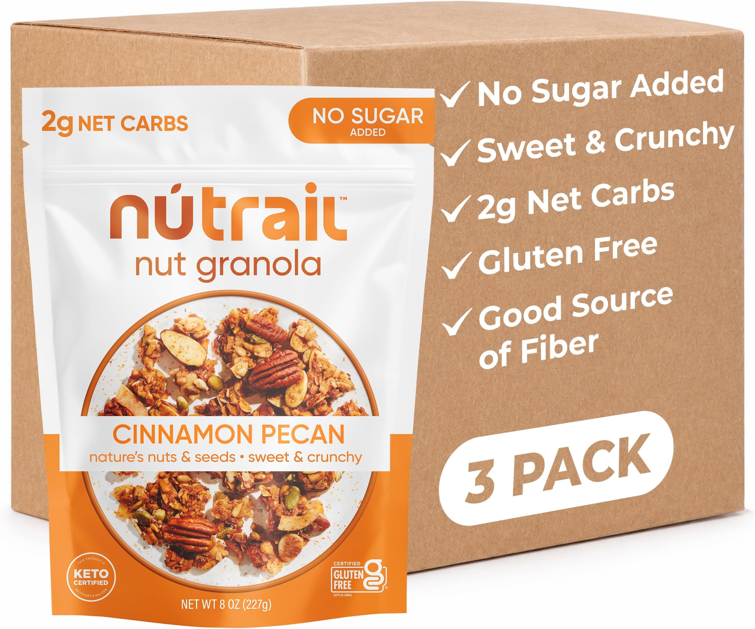Low Karb Keto Nut Granola(ロカボナッツグラノーラ)Cinamon Pecan (シナモンピーカン) 11 oz(312g) ×3パック 海外直送品