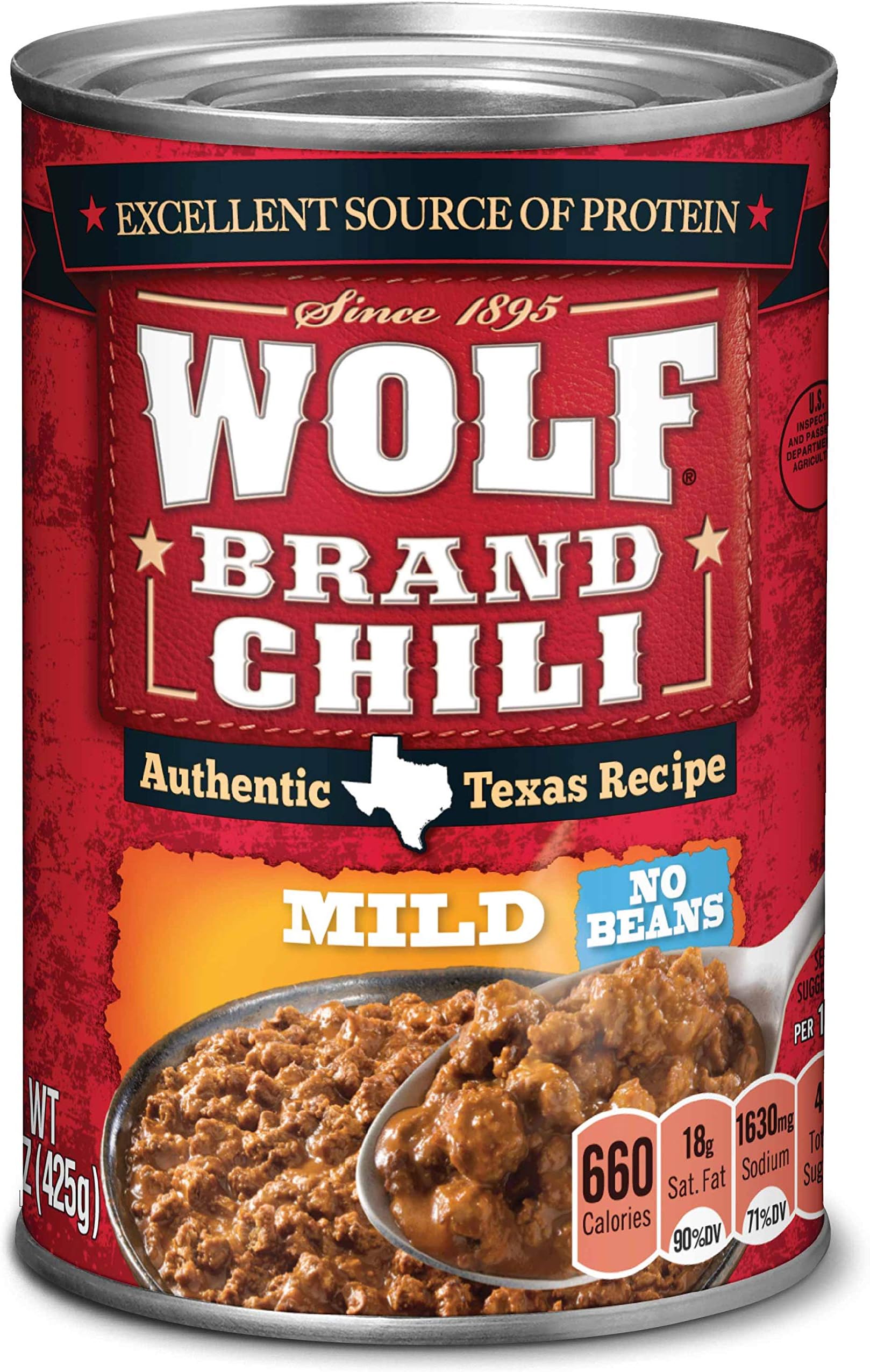 Wolf Brand Mild Chili without Beans, Packed with Protein, 15 oz
