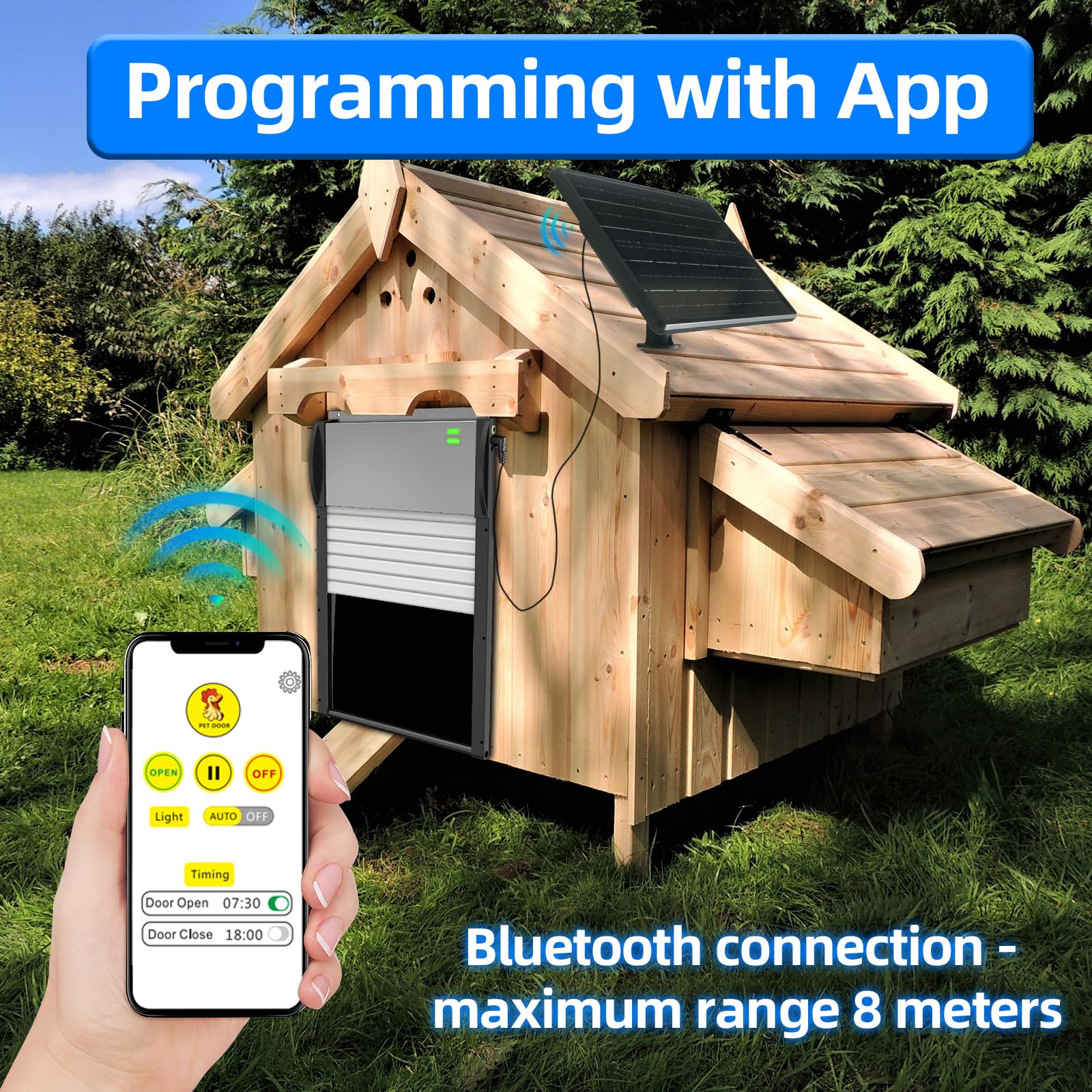 Porta Automatica Pollaio Solare Con Timer - Anti-schiacciamento, Telecomando, Batteria 3000mAh - Foto 8