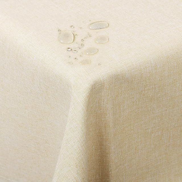 WOLTU TD3040ch obrus, obrus, lniany efekt lotosu ochrona przed plamami łatwa w pielęgnacji zmywalna odporna na zabrudzenia kolor i rozmiar do wyboru kanciasty 130x160 cm szampan