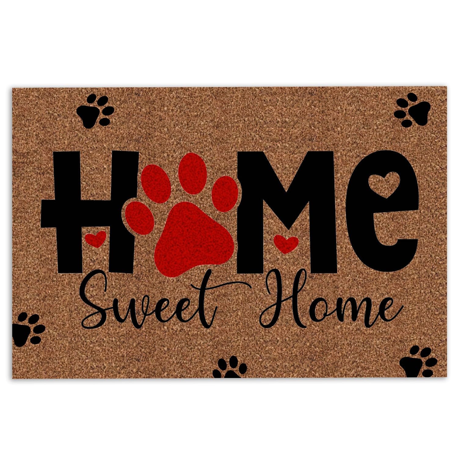 MIAOMANSENSTORE Felpudo Entrada casa Felpudo, Pata De Perro Hogar Dulce Regalo para Perro Cachorro Amante De Las Mascotas Felpudo De Bienvenida Marrón Decoracion Hogar
