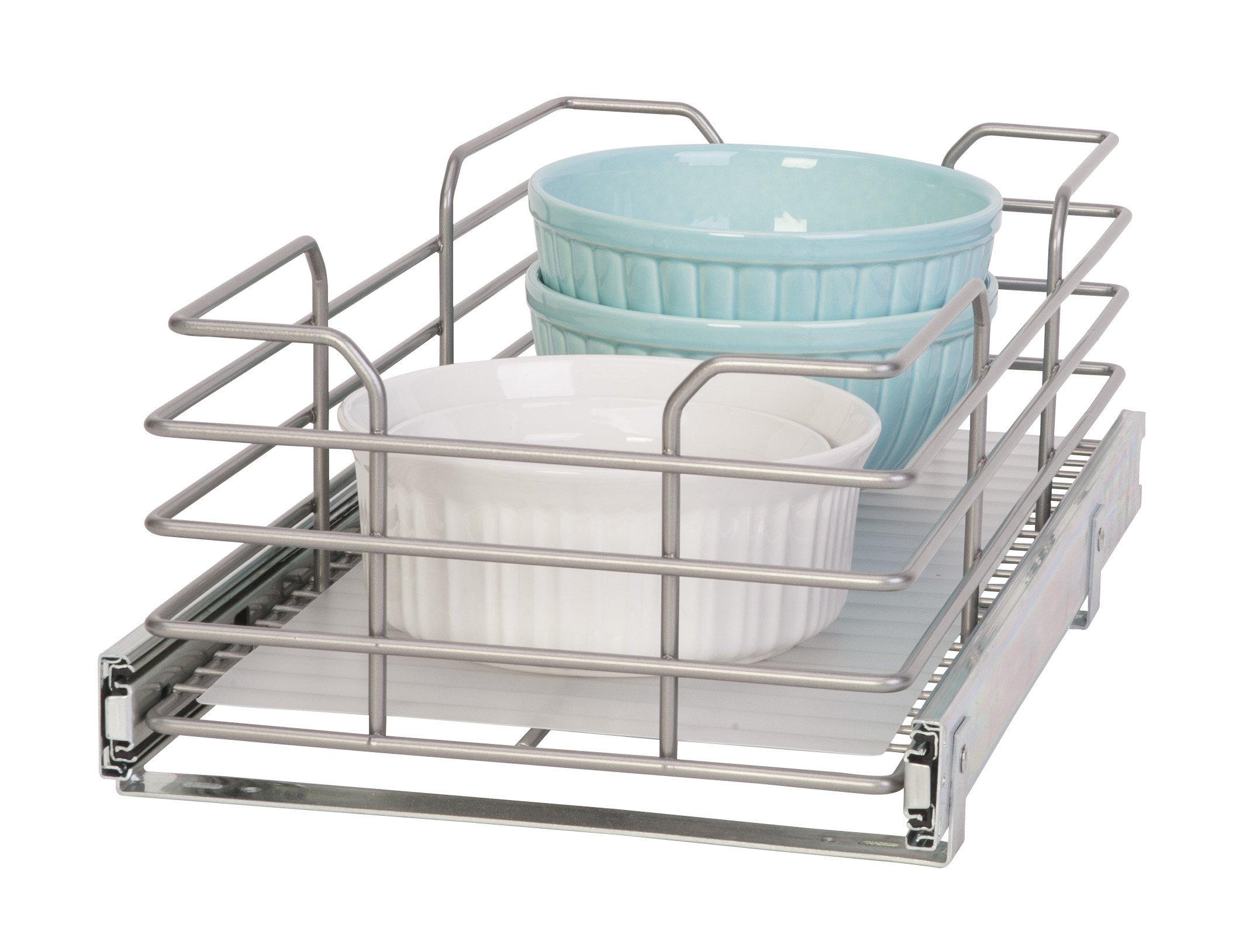 Panacea Grayline Slide-Out Cabinet Helper Basket Storage, Satin Nickel