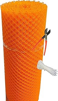 UV Stabilized Garden Fencing Net_Tree Guard Net_Anti Bird Net_PVC Virgin HDPE_3.3 Feet Height X 50 Feet Length_Orange Color_800 GSM with 1 Cutter and 100 PVC Tags SP30
