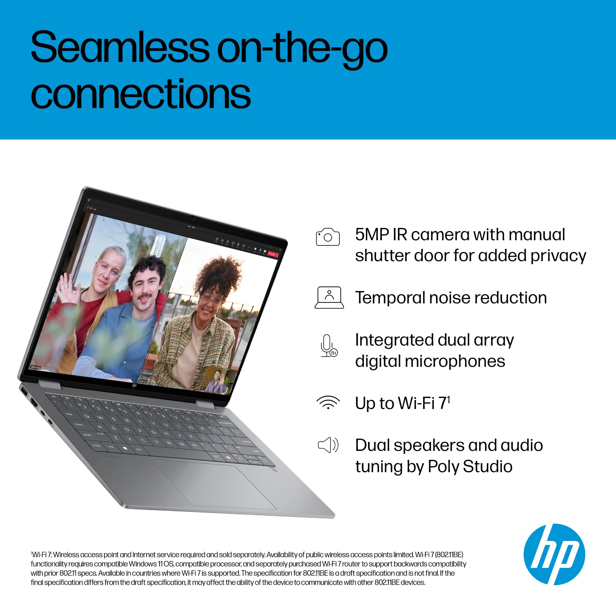 HP OmniBook X Flip NGAI 14" Laptop | CoPilot+ PC | Intel® Core™ Ultra 5-226V Processor | 16GB RAM | 512GB SSD | Intel® Arc™ 130V | 2K IPS Touchscreen | Up to 22.75Hr Battery | Windows 11 | 14-fm0005sa — view 7