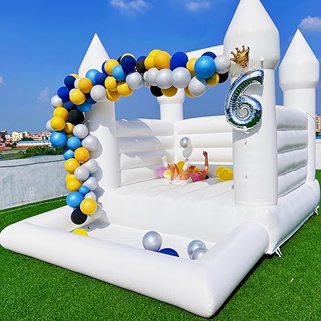 OZIS White Bounce House Castle with Ball Pit for Kids, 13x10x10FT Inflatable White Bounce House with Blower, Commercial Bounce House for Yard, Wedding, Birthday, Baby Shower Business Photography