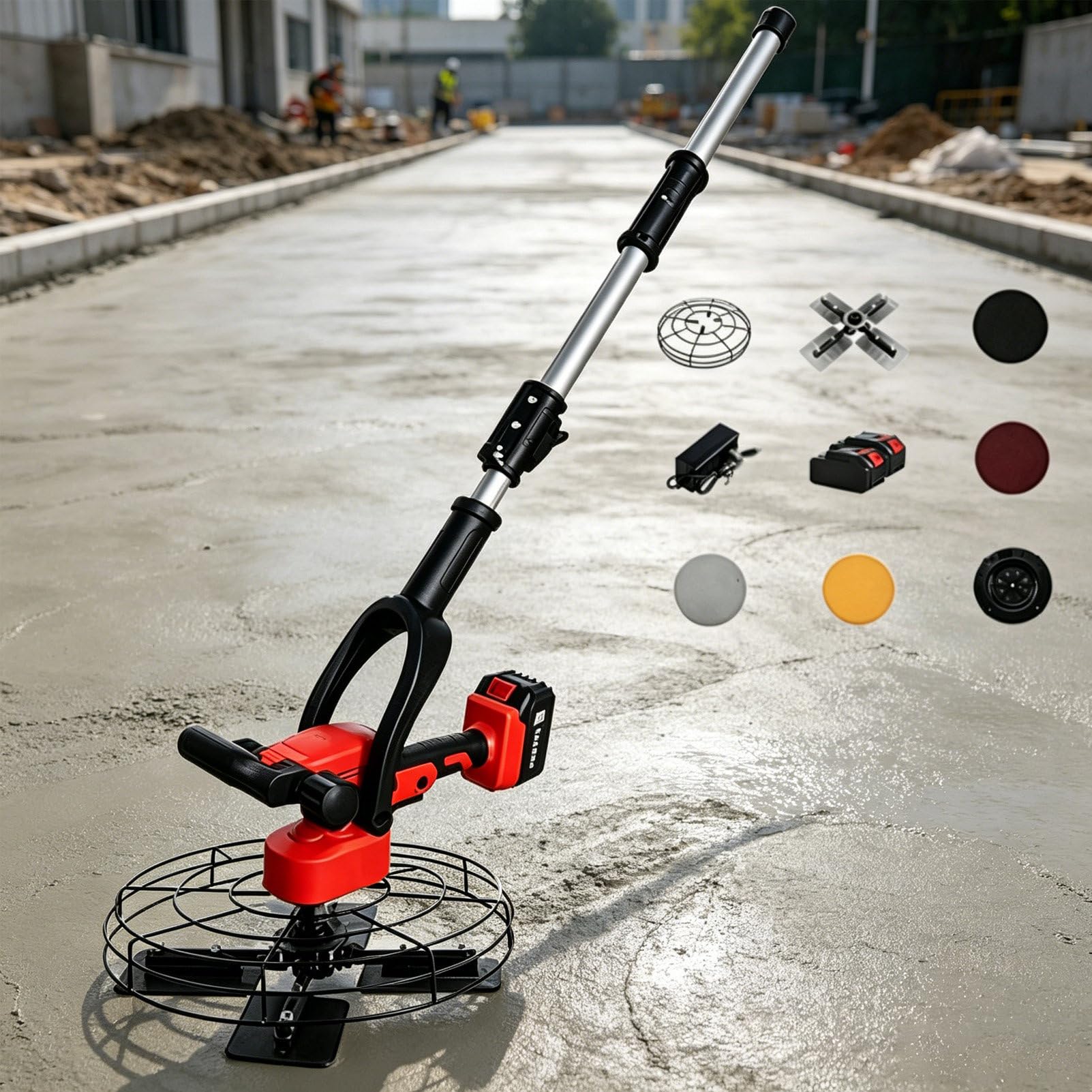 Pvxa Electric Trowel Machine Concrete Power Trowel, Wall Smoothing Polisher 280-2800 RPM Adjustable, for Compaction,Finishing, Polishing 30000mAh