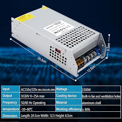 Miniatura 2 de Adaptador de fuente de alimentación de conmutación de 12 V 125 A 1500 W DC PSU AC 110 V220 V-CC 12 V Adaptador de transformador, para impresora 3D,