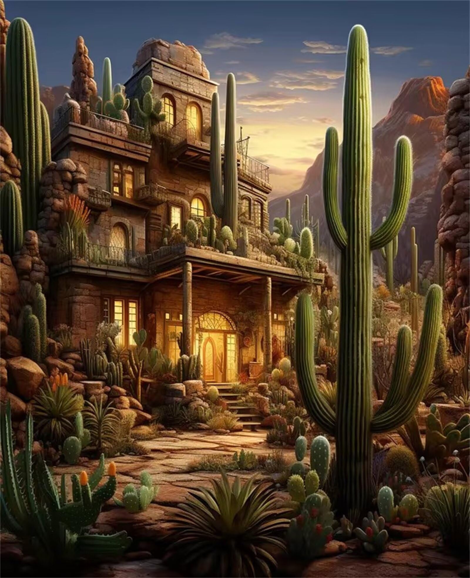 Jigsaw Puzzles for Adults Cactus Villa jigsaw puzzles for adults 1500,Family Educational Puzzle Game Creative puzzle for Adult Kids for Home Decoration and Birthday Gifts