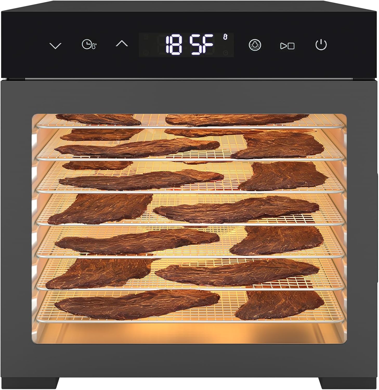 DUMOS Electric Food Dryer Dehydrator, 500W Power, 8 Stainless Steel Trays, 24H Timer, 185°F Temperature Control, Ideal for Jerky, Fruit, Meat, Herbs and Dog Treats