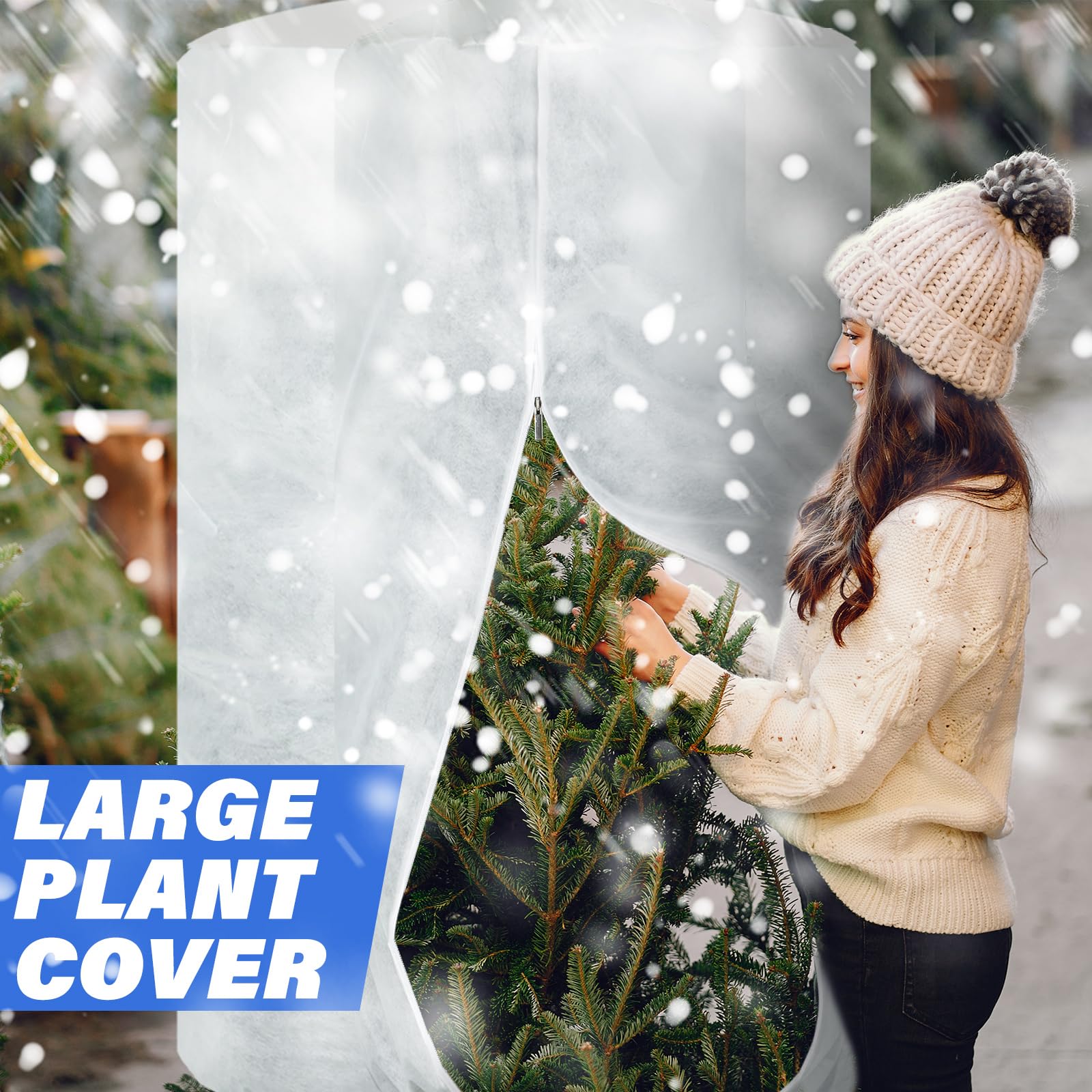 WILLBOND 2 coperture invernali per piante da 200 x 239 cm, sacchetti protettivi antigelo, panni cilindrici per gelo, arbusti e gelo, con cerniera, coulisse, per piante da esterno, giardino, alberi in