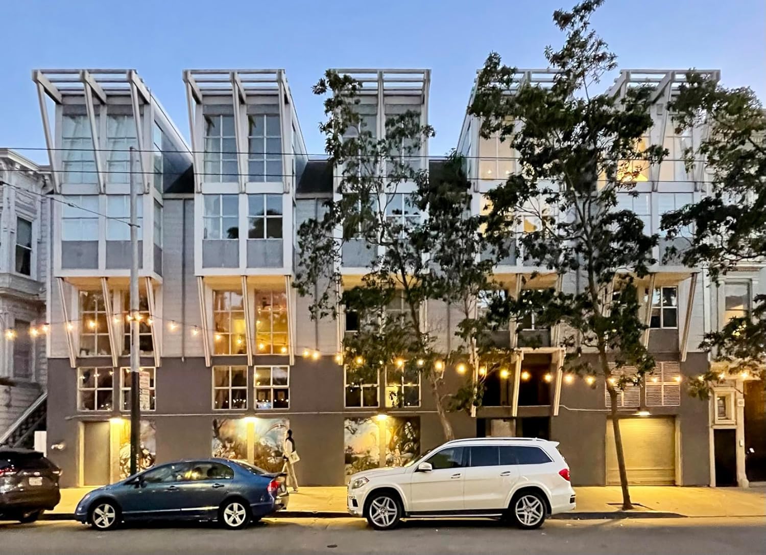 Lightdot 150FT Outdoor String Lights, LED Bistro String Lights with Shatterproof G40 Vintage Bulbs, 2200K Dimmable + 4Pack 200W LED Wall Pack Lights, 100-277v Dusk to Dawn Photocell