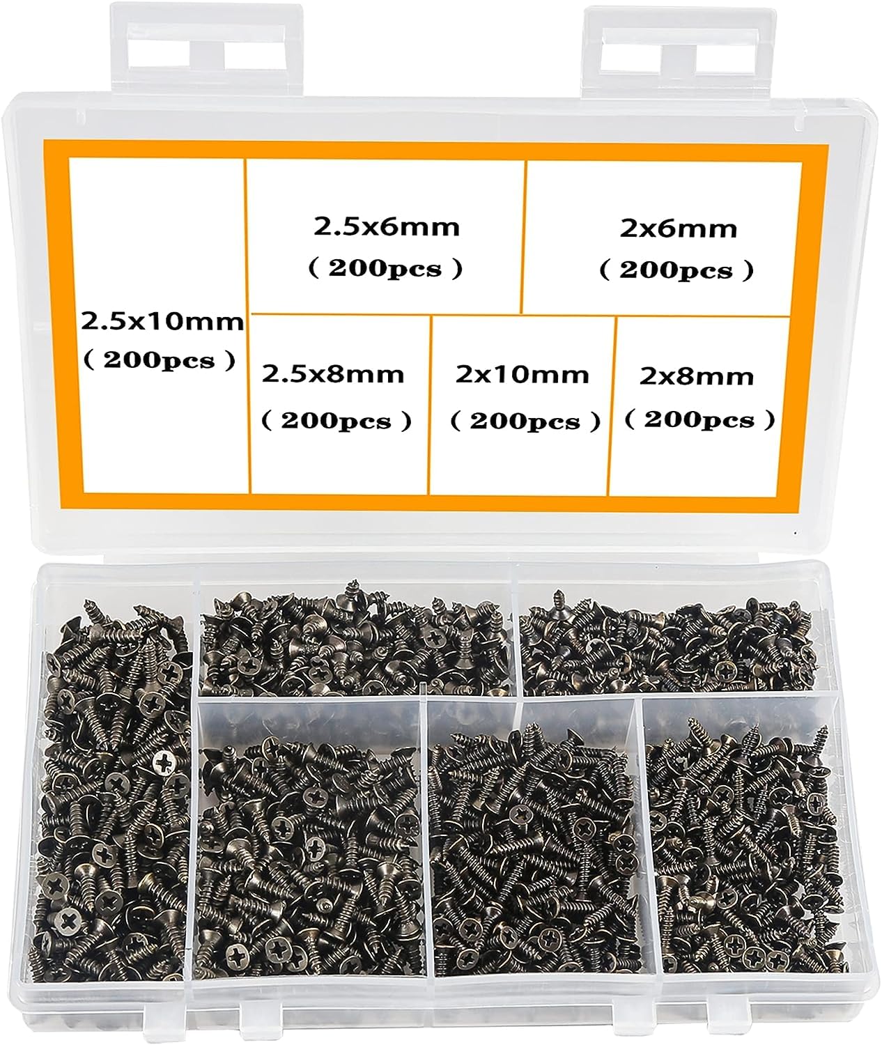 Set di viti autofilettanti in miniatura multiuso fai-da-te, 1200 pezzi （nero）