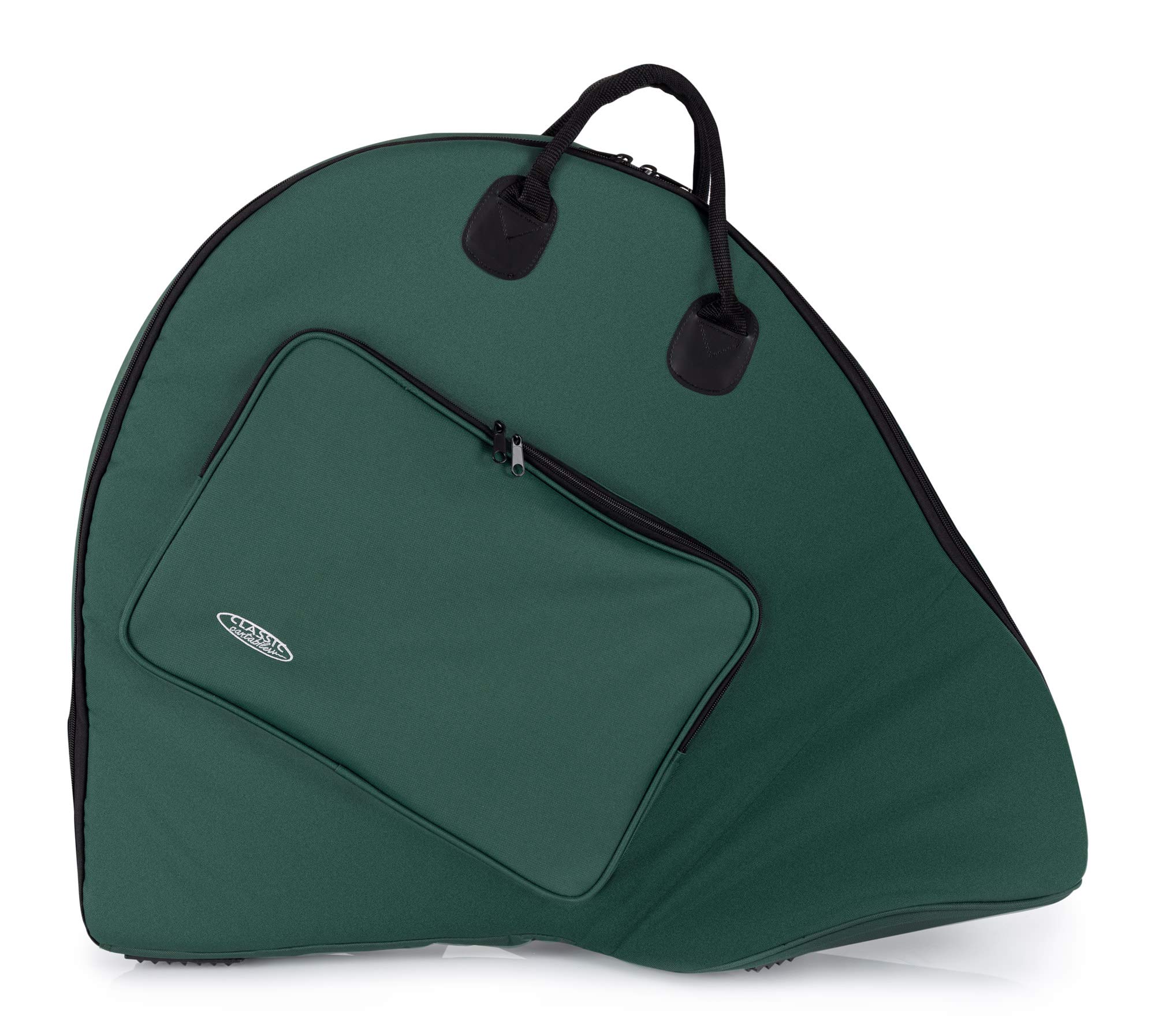 Housse Classic Cantabile PHT-1 pour Cor Parforce - Softbag pour cors à une seule coulisse - grande poche extérieure - bretelles de sac à dos amovibles - vert