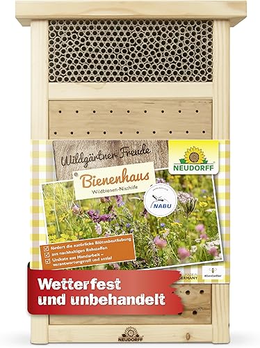 Neudorff Wildgärtner Freude Bienenhaus – Handgefertigtes Bienenhotel. Nisthilfe 