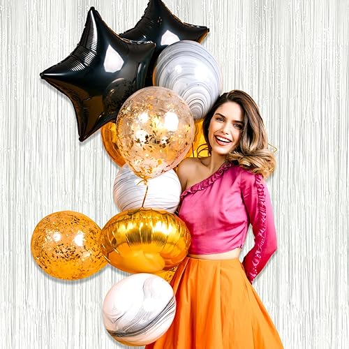 Miniatura 6 de Paquete de 3 cortinas de flecos de papel de aluminio blanco macarrón, 3.28 pies x 8.2 pies, cortinas metálicas de oropel para cabina de fotos, día