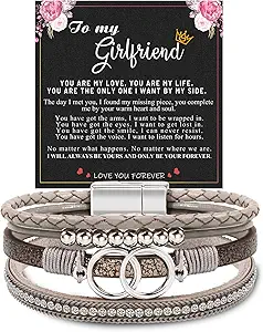 Btysun Bracelets for Women,Stocking Stuffers for Teens Birthday Gifts for Mom Inspirational Gift for Women Mother's Day Daughter Wrap Bracelet Sister Friend Teen Girl Gifts Leather Layered Jewelry Valentines Gift for Her