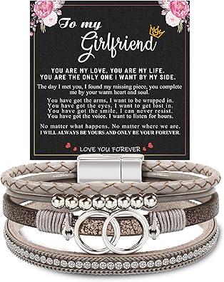 Btysun Bracelets for Women,Stocking Stuffers for Teens Birthday Gifts for Mom Inspirational Gift for Women Mother's Day Daughter Wrap Bracelet Sister Friend Teen Girl Gifts Leather Layered Jewelry Valentines Gift for Her