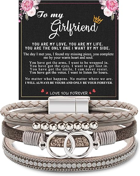Btysun Bracelets for Women,Stocking Stuffers for Teens Birthday Gifts for Mom Inspirational Gift for Women Mother's Day Daughter Wrap Bracelet Sister Friend Teen Girl Gifts Leather Layered Jewelry Valentines Gift for Her
