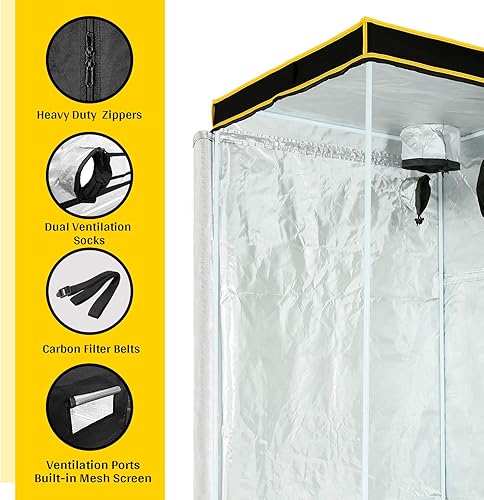 Miniatura 3 de VTH - Tienda de cultivo hidropónico Mylar resistente al agua, 40 x 40 x 80 pulgadas, reflectante, para jardín, habitación oscura con ventana de