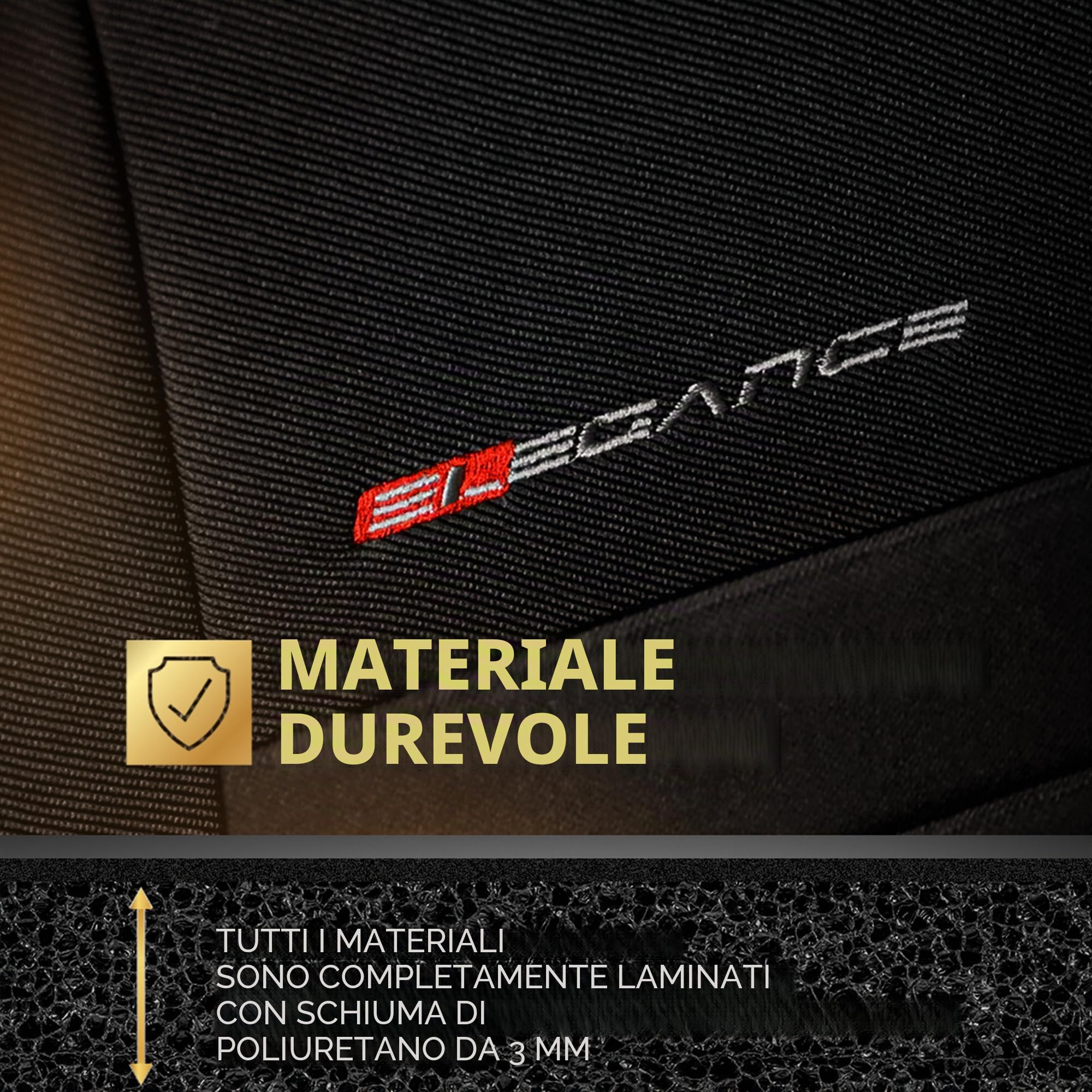 MOTOS Coprisedili Copri Sedile Auto per Fiat Qubo 2008-2024 con Sistema Airbag Attivo, Materiale a Tre Strati, Look Elegante, Personalizzazione Perfetta, Applicazione Versatile per Automobilisti e Con