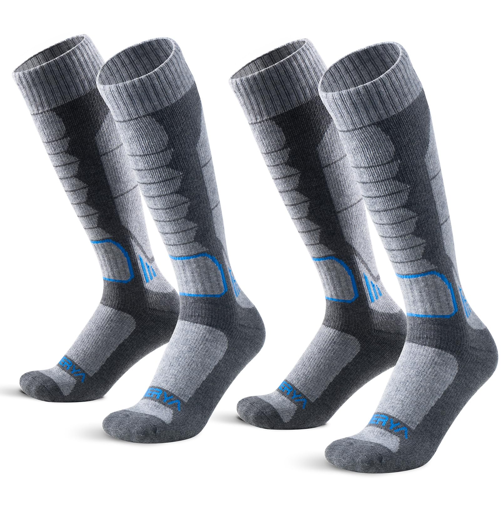Merino Wool Ski Socks for Men, Women & Youth - Over-the-Calf Full Cushion Thermal Snowboard Socks, Winter Performance