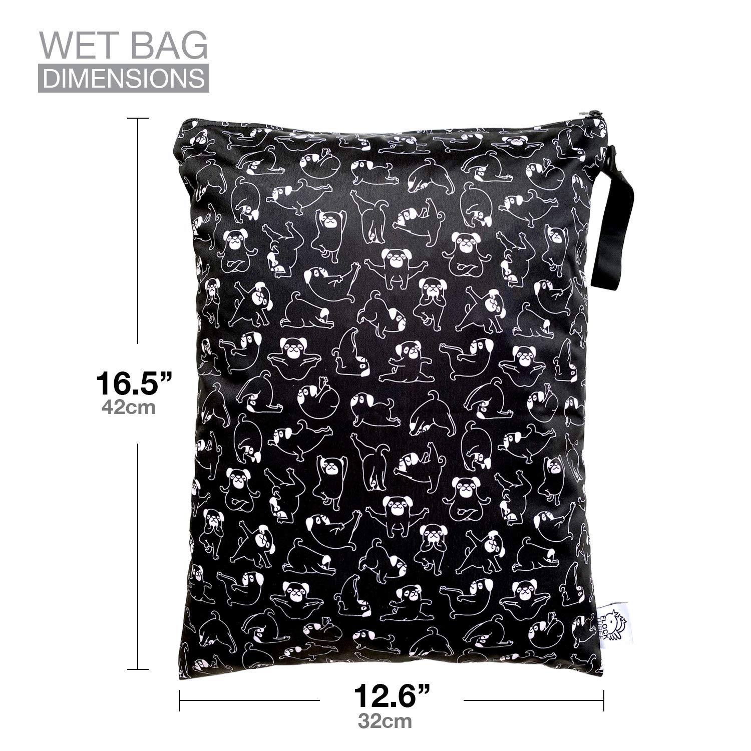 Bolsa de pañales lavable y reutilizable, resistente al agua, bolsa de natación, bolsa de yoga, gimnasio, 12.6 x 16.5 pulgadas, Perros de yoga negros, 16.5x12.6 Inch (Pack of 1), Bolsa