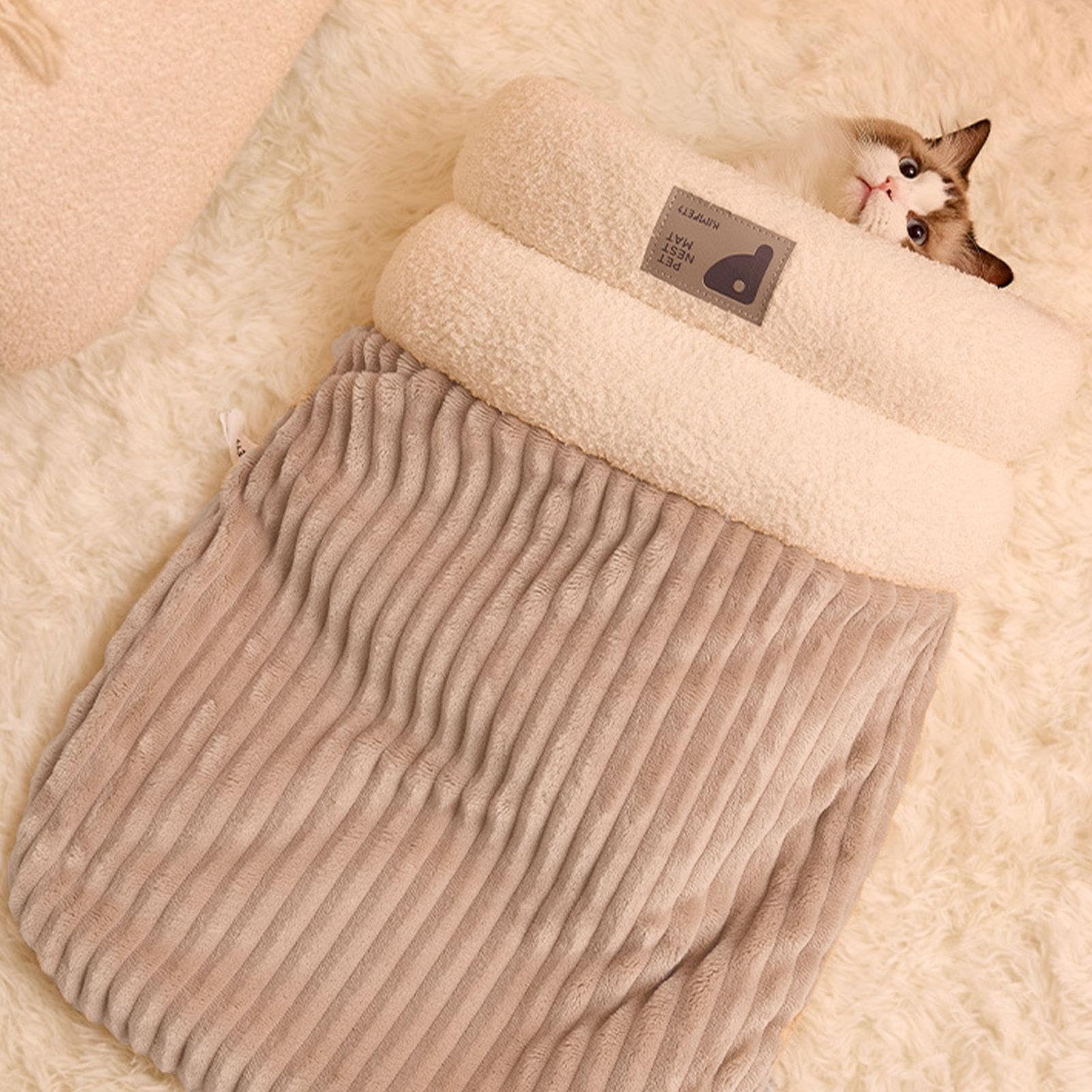 Generico Cat Bed Cave | Semi-Enclosed Pet Bed | Dog Bed Sleeping Bag, Camping Pet Bed, Warming Pad Sack, Comfortable Cat Bed, Small Dog Sleeping Bag, Indoor Dog Bed, Pet Bed for Winter