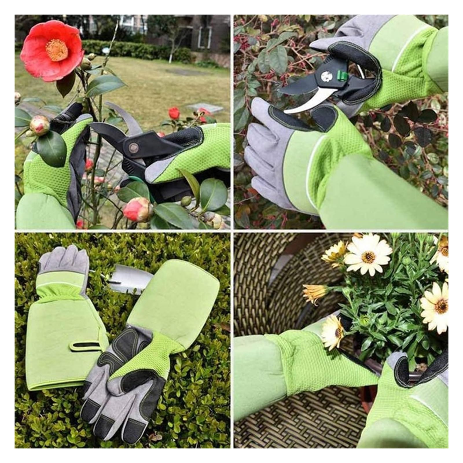 Guanti da giardinaggio anti-spine verdi