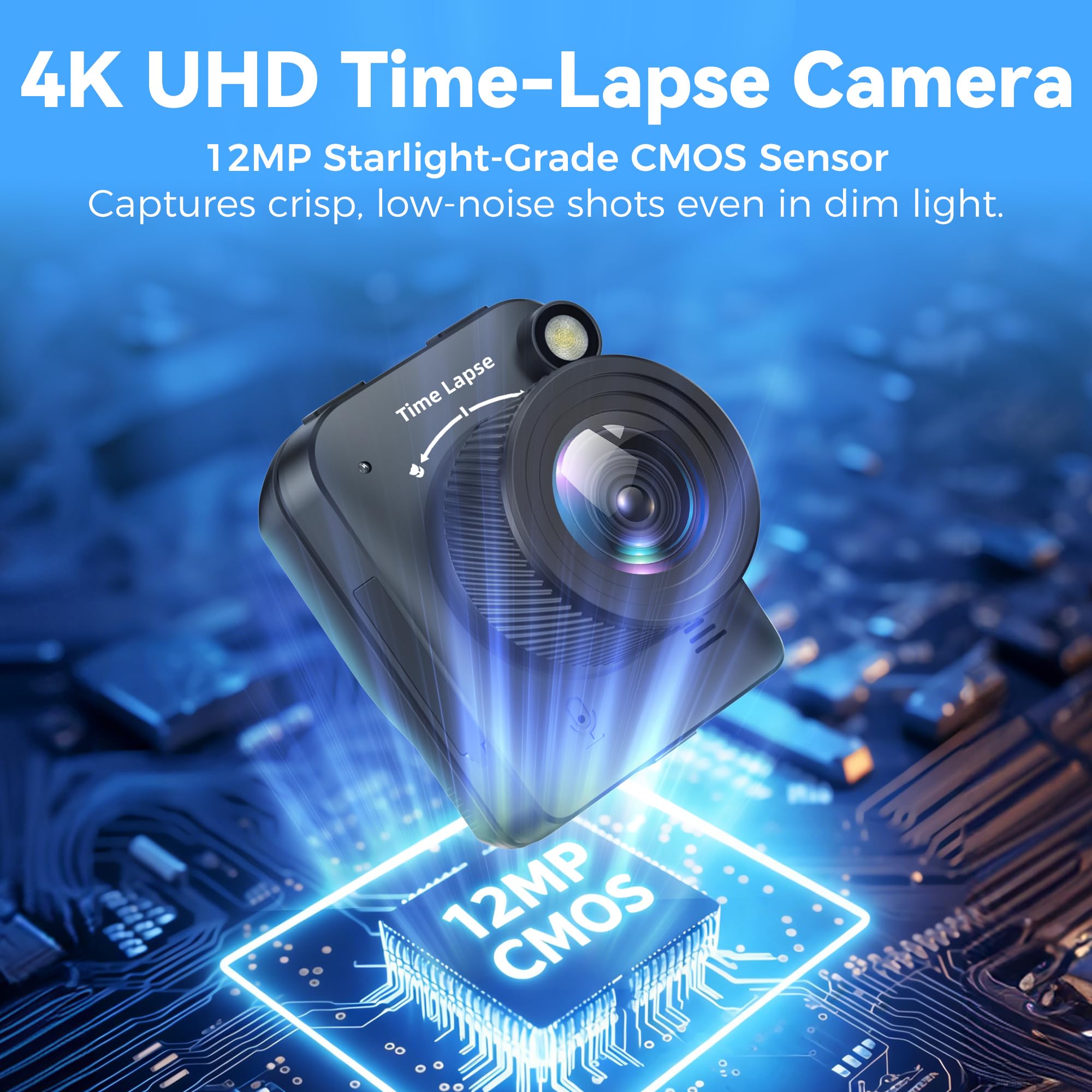 Dsoon 4K FHD Time Lapse Kamera IP66 Wasserdicht Außenbereich 6 Monate Akkulaufzeit 64GB TF-Karte