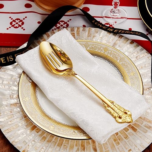 Miniatura 5 de KEAWELL Precioso juego de utensilios para servir anfitriona de acero inoxidable 18/10 de 5 piezas, color dorado